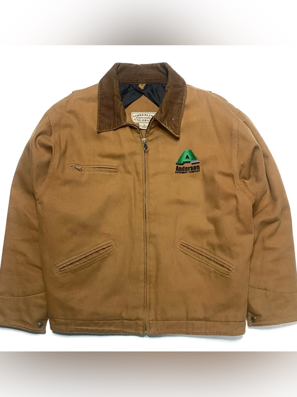 Vintage Workwear Streetwear Mens Tan Brown Canvas Detroit Jacket Corduroy Collar